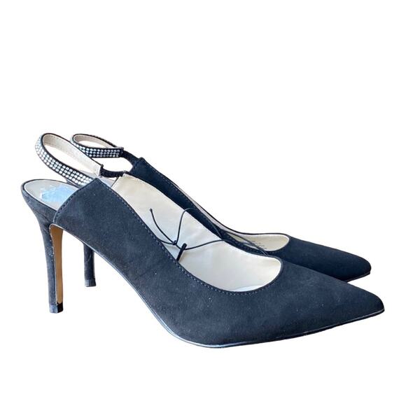 Marc Fisher black suede sparkle studded back strap pump size 10 slingback - Picture 1 of 8